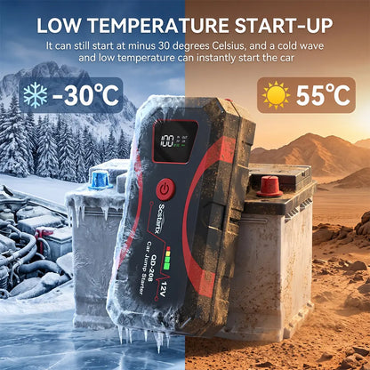 【Dealsforyoudays】500A Peak Portable Car Jump - 3-In-1 Emergency Tool Fast Charging Power Bank,Led Emergency Light for Roadside Use (6.0 Gas/3.0L Diesel)