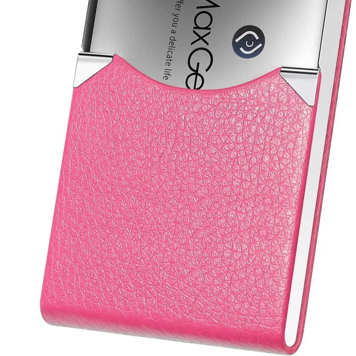 Maxgear Business Card Holder, Slim PU Leather & Stainless Steel Business Card Case for Men & Women, RFID Blocking Name Card Holder with Magnetic Closure