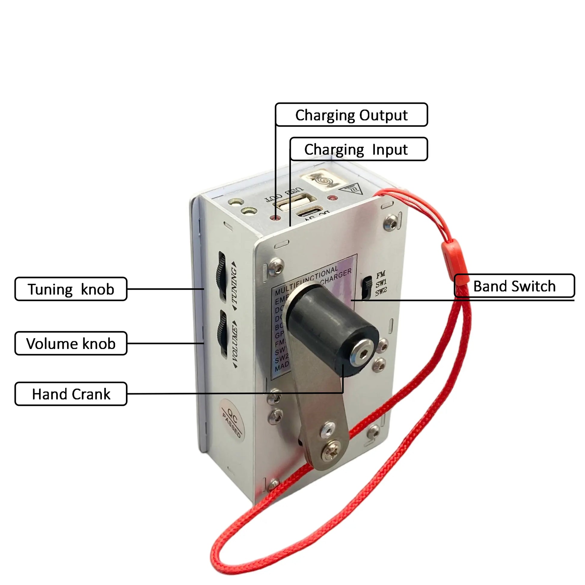 Multi-Functional Emergency Charger | Hand-Cranked Generator, Safe and Portable, Integrating Charging, Electronic Ignition, Tri-Band Radio, and Three-Level Lighting Functions, Suitable for Outdoor Camping, Hiking, and Wilderness Survival Challenges. Tiktok