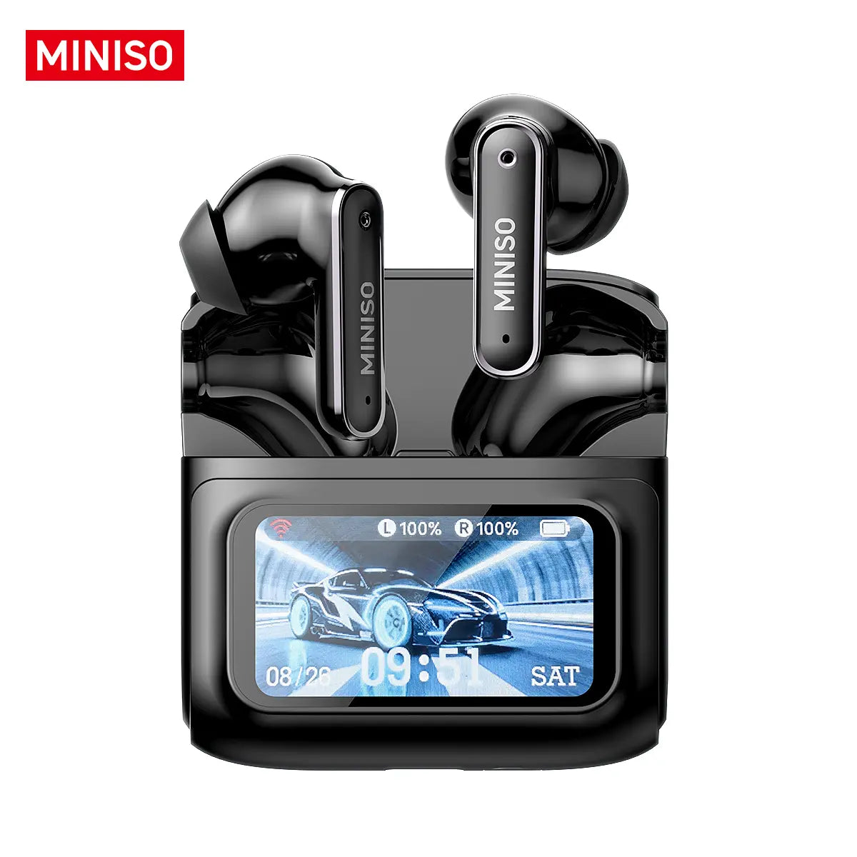 MINISO MS128 Wireless Earbuds, TWS Bluetooth 6.0Headphones, Touch Control LCD Full Color Display Screenear Buds, Wireless Earphones with Mic