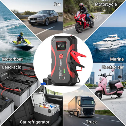 【Dealsforyoudays】500A Peak Portable Car Jump - 3-In-1 Emergency Tool Fast Charging Power Bank,Led Emergency Light for Roadside Use (6.0 Gas/3.0L Diesel)