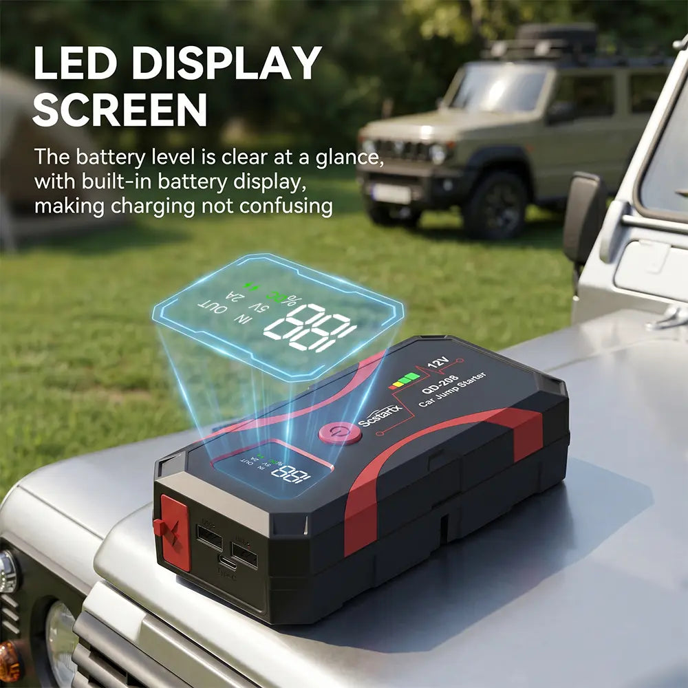 【Dealsforyoudays】500A Peak Portable Car Jump - 3-In-1 Emergency Tool Fast Charging Power Bank,Led Emergency Light for Roadside Use (6.0 Gas/3.0L Diesel)