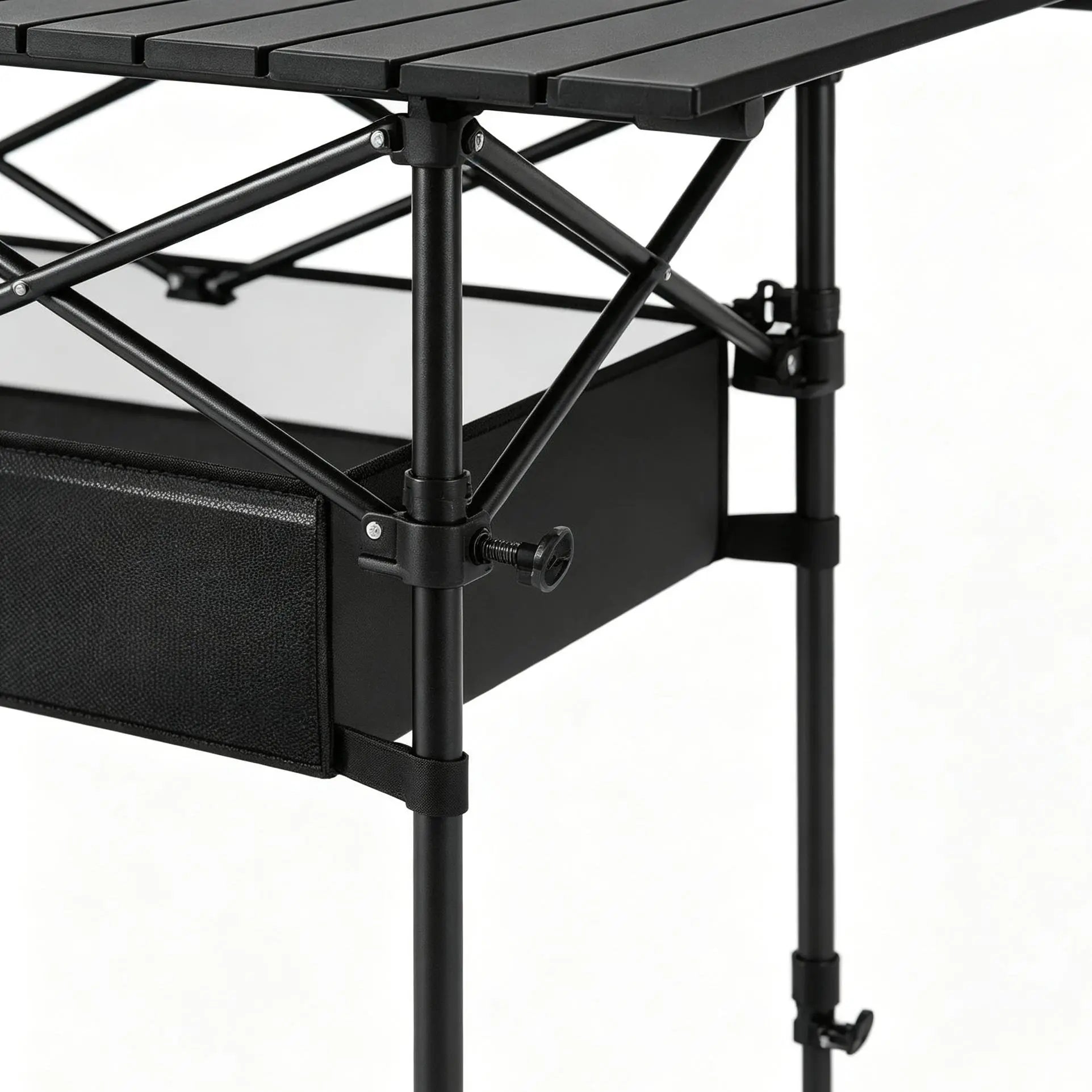 AORAN Portable Folding Outdoor Picnic Table, Heavy Duty Steel Frame Ultra Light Compact Foldable Table with Large Storage Mesh Basket, Detachable Design for Beach, Camping, Travel, Backyard Barbecue & Picnics