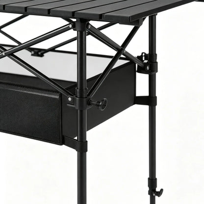 AORAN Portable Folding Outdoor Picnic Table, Heavy Duty Steel Frame Ultra Light Compact Foldable Table with Large Storage Mesh Basket, Detachable Design for Beach, Camping, Travel, Backyard Barbecue & Picnics
