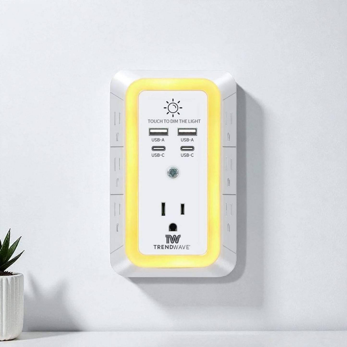Multi Plug Outlet Extender with USB Wall Charger, Surge Protector Power Strip – 7 AC Outlets & 4 USB Ports (2 USB C), 1680J Overload Protection, Night Light for Home, Office, Travel