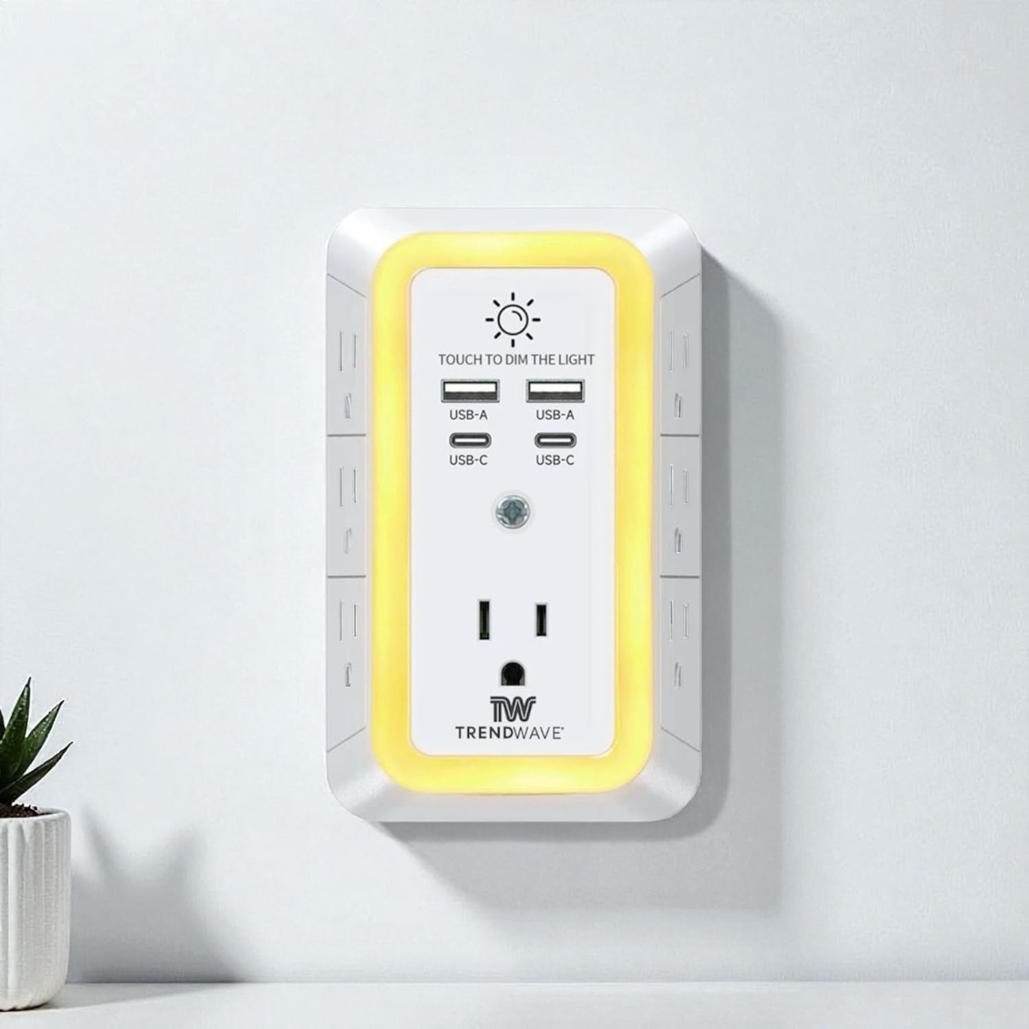 Multi Plug Outlet Extender with USB Wall Charger, Surge Protector Power Strip – 7 AC Outlets & 4 USB Ports (2 USB C), 1680J Overload Protection, Night Light for Home, Office, Travel