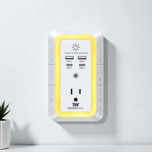 Multi Plug Outlet Extender with USB Wall Charger, Surge Protector Power Strip – 7 AC Outlets & 4 USB Ports (2 USB C), 1680J Overload Protection, Night Light for Home, Office, Travel