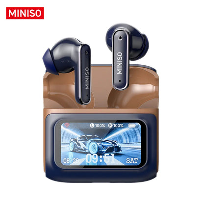 MINISO MS128 Wireless Earbuds, TWS Bluetooth 6.0Headphones, Touch Control LCD Full Color Display Screenear Buds, Wireless Earphones with Mic