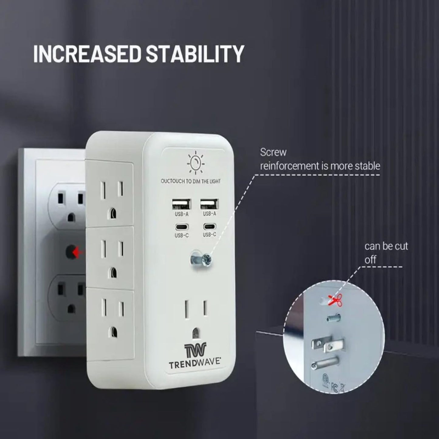 Multi Plug Outlet Extender with USB Wall Charger, Surge Protector Power Strip – 7 AC Outlets & 4 USB Ports (2 USB C), 1680J Overload Protection, Night Light for Home, Office, Travel