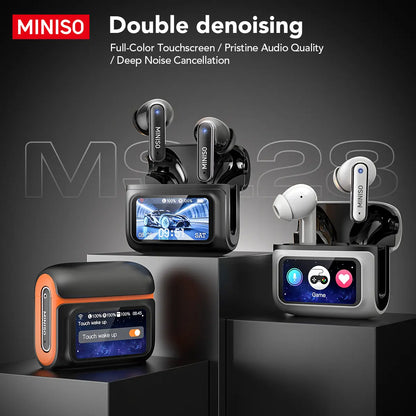 MINISO MS128 Wireless Earbuds, TWS Bluetooth 6.0Headphones, Touch Control LCD Full Color Display Screenear Buds, Wireless Earphones with Mic