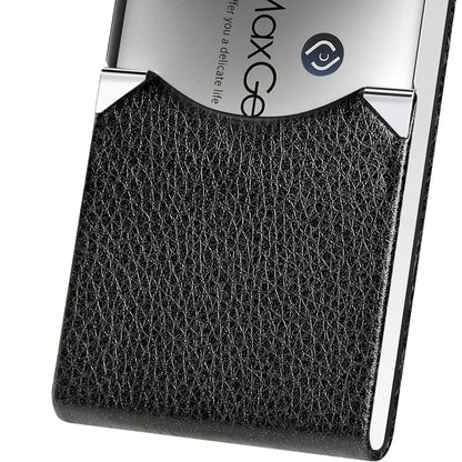 Maxgear Business Card Holder, Slim PU Leather & Stainless Steel Business Card Case for Men & Women, RFID Blocking Name Card Holder with Magnetic Closure