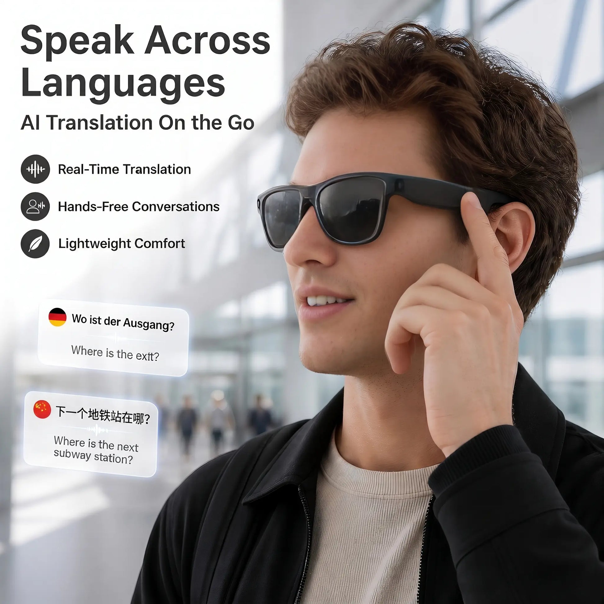 Lumenex AI Smart Glasses (Recording Glasses) - HD Camera, Hands-Free POV Video Recording, Open-Ear Bluetooth Audio, Real-Time Voice Translation, Smart Assistant Functionality