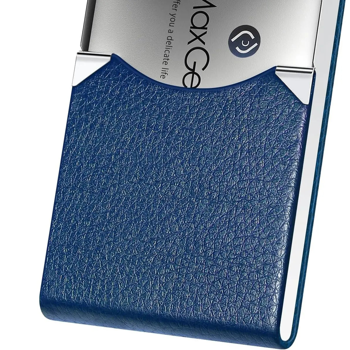 Maxgear Business Card Holder, Slim PU Leather & Stainless Steel Business Card Case for Men & Women, RFID Blocking Name Card Holder with Magnetic Closure