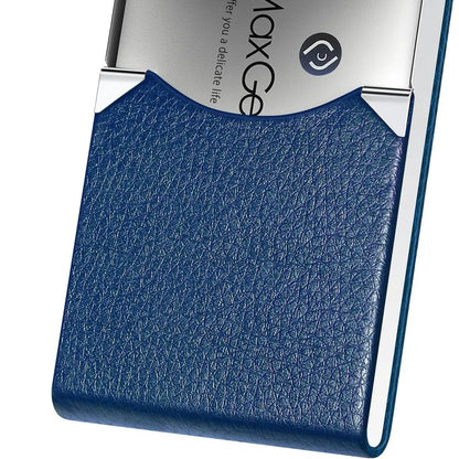 Maxgear Business Card Holder, Slim PU Leather & Stainless Steel Business Card Case for Men & Women, RFID Blocking Name Card Holder with Magnetic Closure