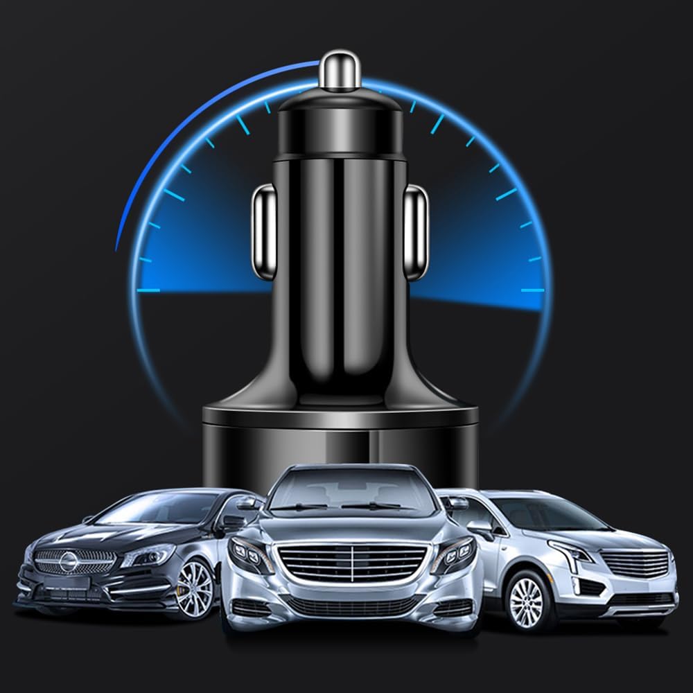 Car Charger USB C with LED Voltage Display,6 Ports PD and QC3.0 Car Cigarette Lighter Adapter for Phone Tablets Fans,Universal 12V/24V Cigarette Lighter USB Charger