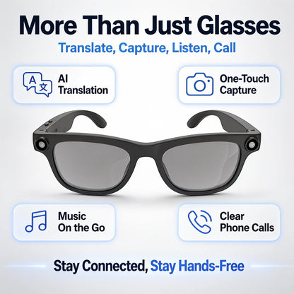 Lumenex AI Smart Glasses (Recording Glasses) - HD Camera, Hands-Free POV Video Recording, Open-Ear Bluetooth Audio, Real-Time Voice Translation, Smart Assistant Functionality