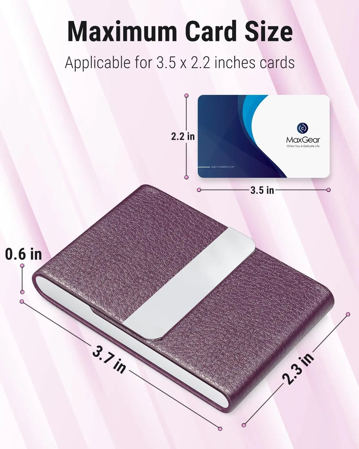 Maxgear Business Card Holder, Slim PU Leather & Stainless Steel Business Card Case for Men & Women, RFID Blocking Name Card Holder with Magnetic Closure
