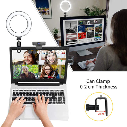 16CM Ring Light LED Lamp Lighting with Clip on Laptop Computer for Video Conference Zoom Webcam Chat Live Streaming Youtube