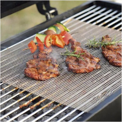 JJYY Outdoor Bbq Grilling Net Grilling Grid Mat Non-Stick High Temperature Resistant Grilling Grid Mat Barbecue Mat