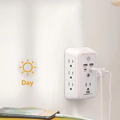 Multi Plug Outlet Extender with USB Wall Charger, Surge Protector Power Strip – 7 AC Outlets & 4 USB Ports (2 USB C), 1680J Overload Protection, Night Light for Home, Office, Travel