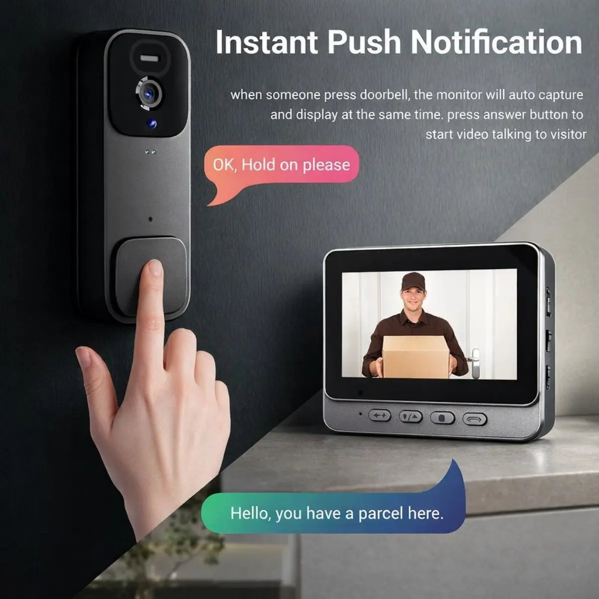 2026 Upgraded Video Doorbell with Monitor, No Wifi No App, Wireless Doorbell Camera, No Monthly Fees, 2-Way Talk, Night Vision