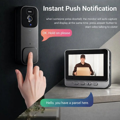 2026 Upgraded Video Doorbell with Monitor, No Wifi No App, Wireless Doorbell Camera, No Monthly Fees, 2-Way Talk, Night Vision