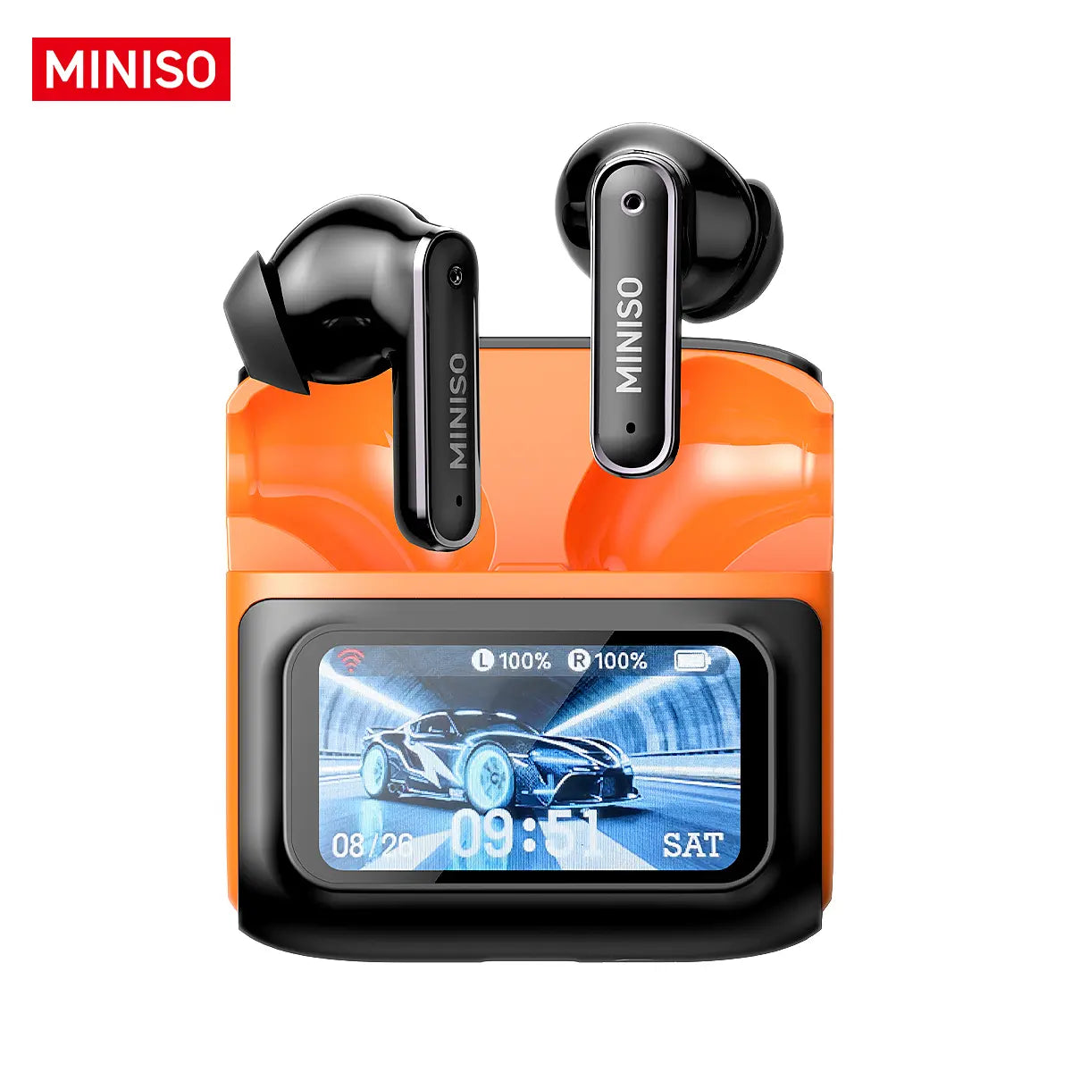 MINISO MS128 Wireless Earbuds, TWS Bluetooth 6.0Headphones, Touch Control LCD Full Color Display Screenear Buds, Wireless Earphones with Mic