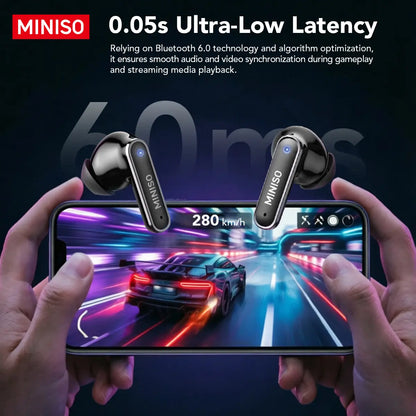MINISO MS128 Wireless Earbuds, TWS Bluetooth 6.0Headphones, Touch Control LCD Full Color Display Screenear Buds, Wireless Earphones with Mic