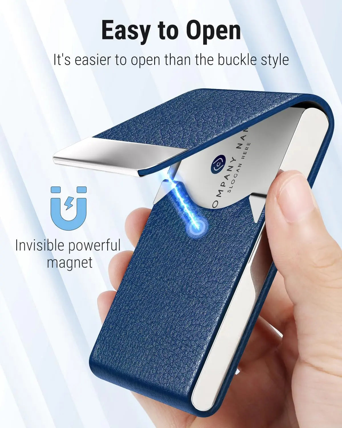 Maxgear Business Card Holder, Slim PU Leather & Stainless Steel Business Card Case for Men & Women, RFID Blocking Name Card Holder with Magnetic Closure