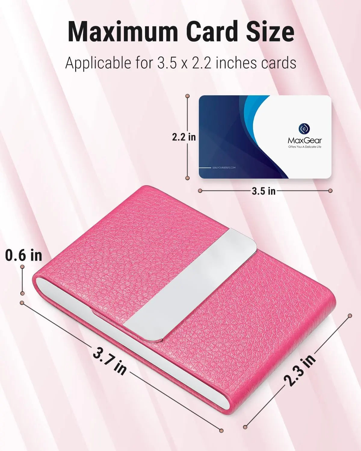 Maxgear Business Card Holder, Slim PU Leather & Stainless Steel Business Card Case for Men & Women, RFID Blocking Name Card Holder with Magnetic Closure