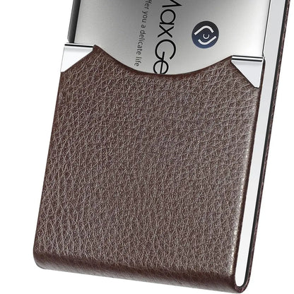 Maxgear Business Card Holder, Slim PU Leather & Stainless Steel Business Card Case for Men & Women, RFID Blocking Name Card Holder with Magnetic Closure
