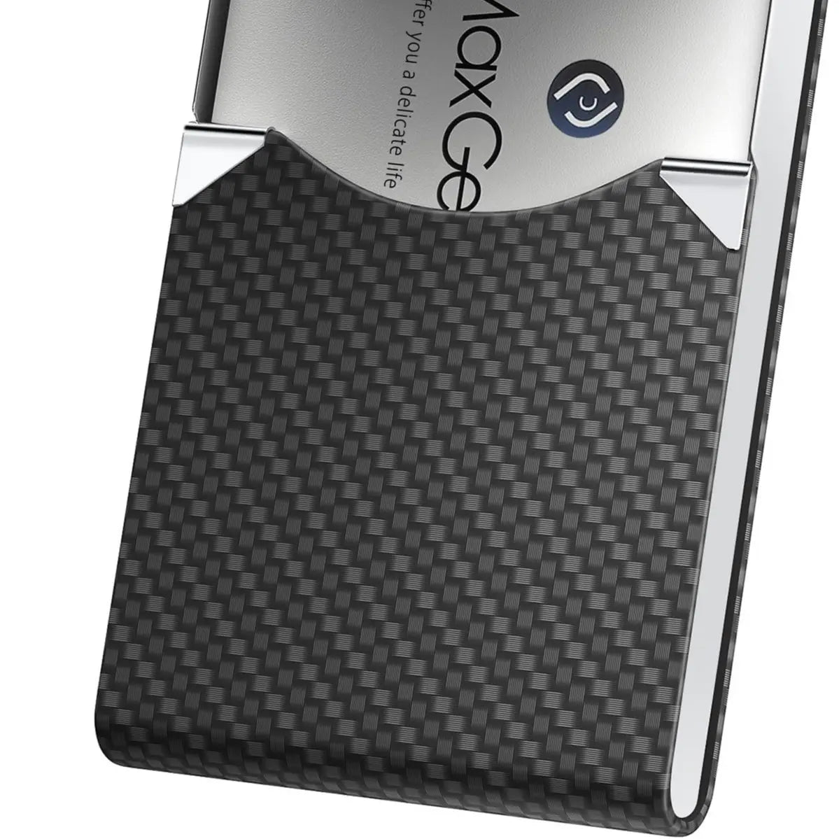 Maxgear Business Card Holder, Slim PU Leather & Stainless Steel Business Card Case for Men & Women, RFID Blocking Name Card Holder with Magnetic Closure
