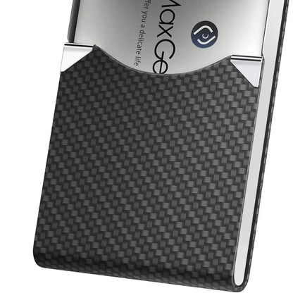 Maxgear Business Card Holder, Slim PU Leather & Stainless Steel Business Card Case for Men & Women, RFID Blocking Name Card Holder with Magnetic Closure
