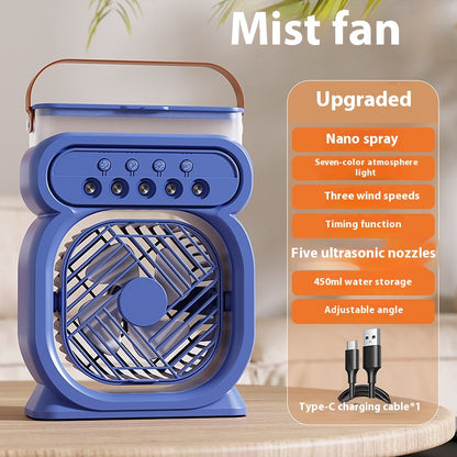 3 in 1 Portable Air Conditioner Evaporative Air Cooler LED Night Lights 3 Speeds Humidifier Fan for Home Office