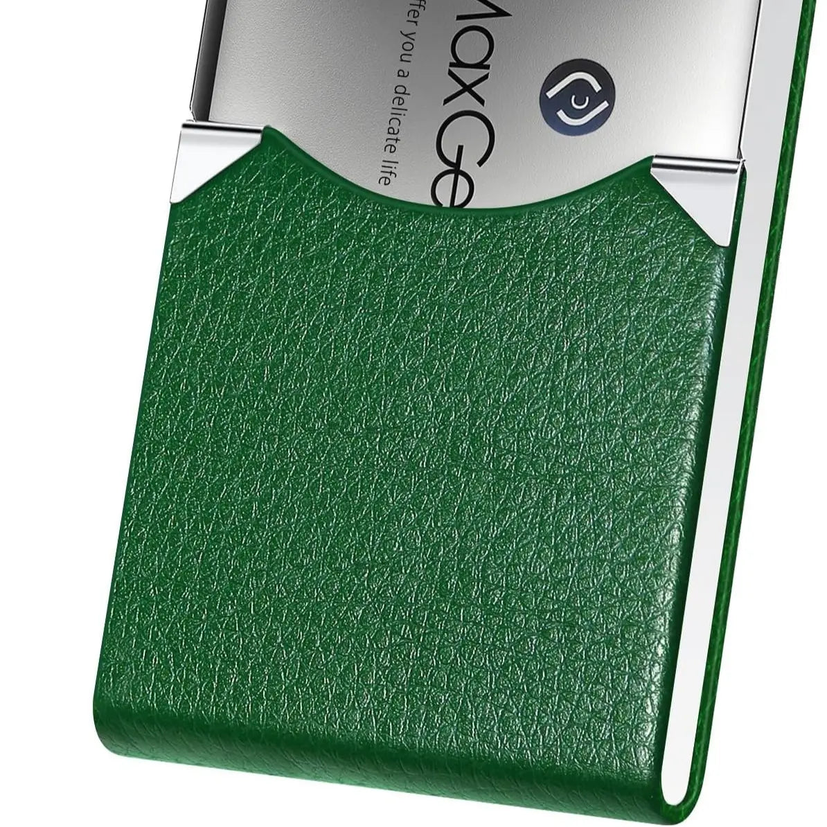 Maxgear Business Card Holder, Slim PU Leather & Stainless Steel Business Card Case for Men & Women, RFID Blocking Name Card Holder with Magnetic Closure