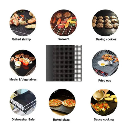 JJYY Outdoor Bbq Grilling Net Grilling Grid Mat Non-Stick High Temperature Resistant Grilling Grid Mat Barbecue Mat