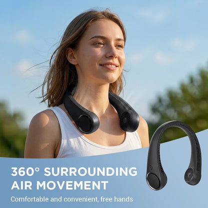 Portable Neck Fan, 3 Speeds Hands Free Personal Wearable Bladeless Fan with 3600Mah Rechargeable Battery, Black