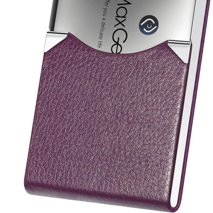 Maxgear Business Card Holder, Slim PU Leather & Stainless Steel Business Card Case for Men & Women, RFID Blocking Name Card Holder with Magnetic Closure