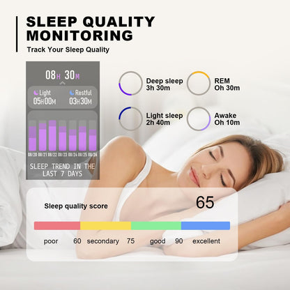 Smart Watch for Men Women Compatible with Iphone Samsung Android Phone 1.69 Inch Full Touch Screen IP68 Waterproof Bluetooh Fitness Tracker Heart Rate/Sleep Monitor (Starlight)