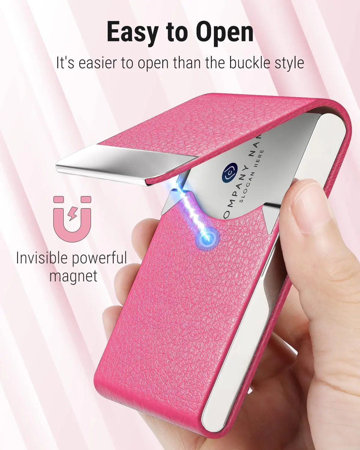 Maxgear Business Card Holder, Slim PU Leather & Stainless Steel Business Card Case for Men & Women, RFID Blocking Name Card Holder with Magnetic Closure