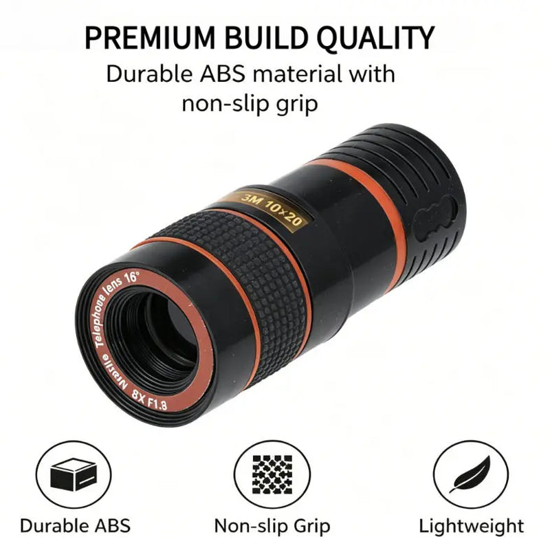Universal 8X Clip-On Phone Telephoto Lens - Portable HD Photography Telescope Lens, Perfect for Concerts, Sports Games & Travel