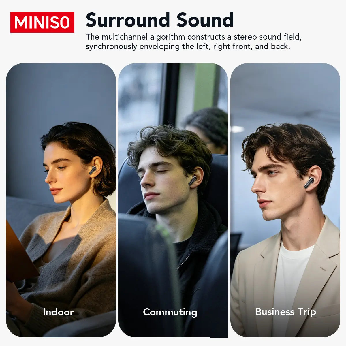MINISO MS128 Wireless Earbuds, TWS Bluetooth 6.0Headphones, Touch Control LCD Full Color Display Screenear Buds, Wireless Earphones with Mic