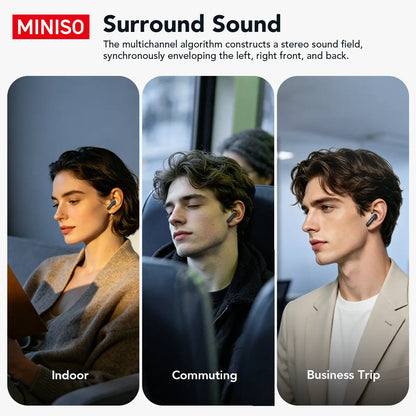 MINISO MS128 Wireless Earbuds, TWS Bluetooth 6.0Headphones, Touch Control LCD Full Color Display Screenear Buds, Wireless Earphones with Mic
