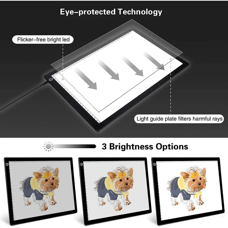 A4 Light Board Portable Tracing Light Box Magnetic Drawing Board Light Drawing Board Light Box for Tracing Sketch Pad