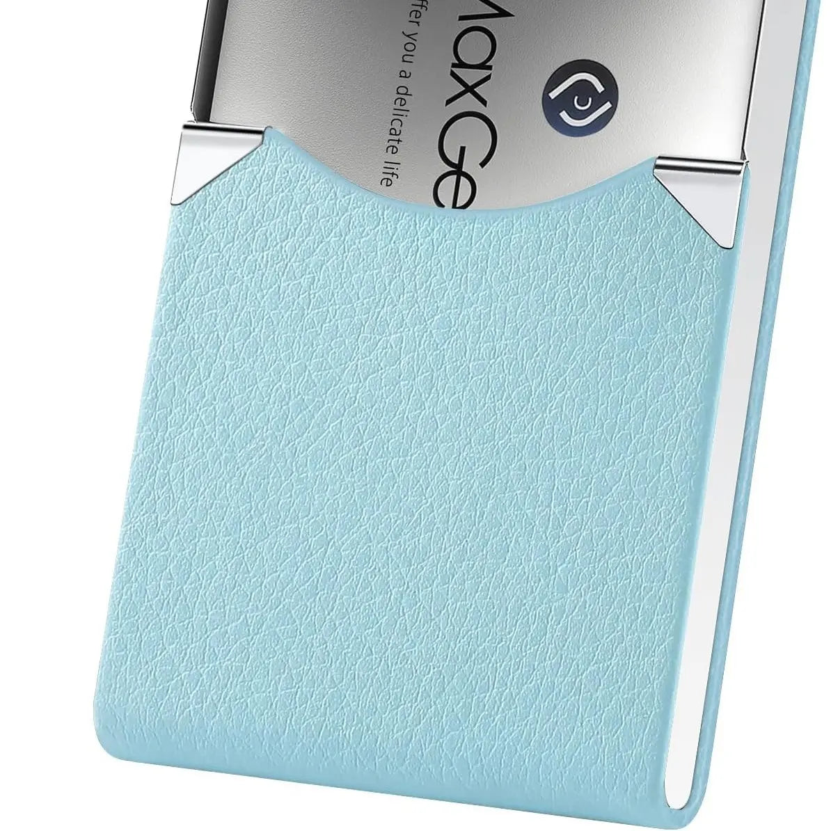 Maxgear Business Card Holder, Slim PU Leather & Stainless Steel Business Card Case for Men & Women, RFID Blocking Name Card Holder with Magnetic Closure