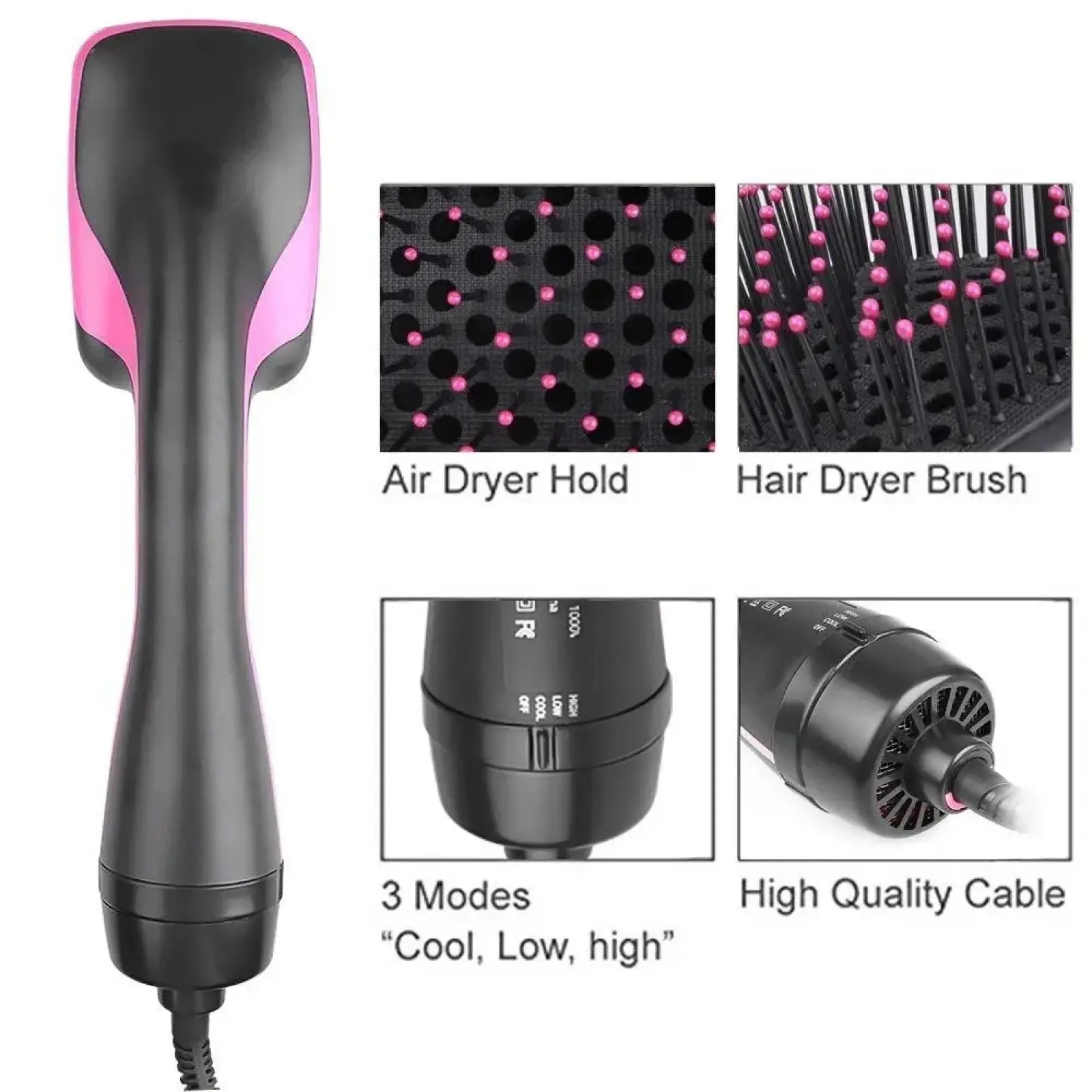 2 in 1 Hair Dryer Brush, Negative Ion Hair Dryer Brush, Hot Air Brush, Hair Styling Tool for Women & Girls, Hairdressing Tool.