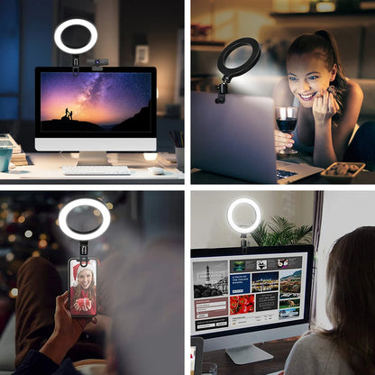 16CM Ring Light LED Lamp Lighting with Clip on Laptop Computer for Video Conference Zoom Webcam Chat Live Streaming Youtube