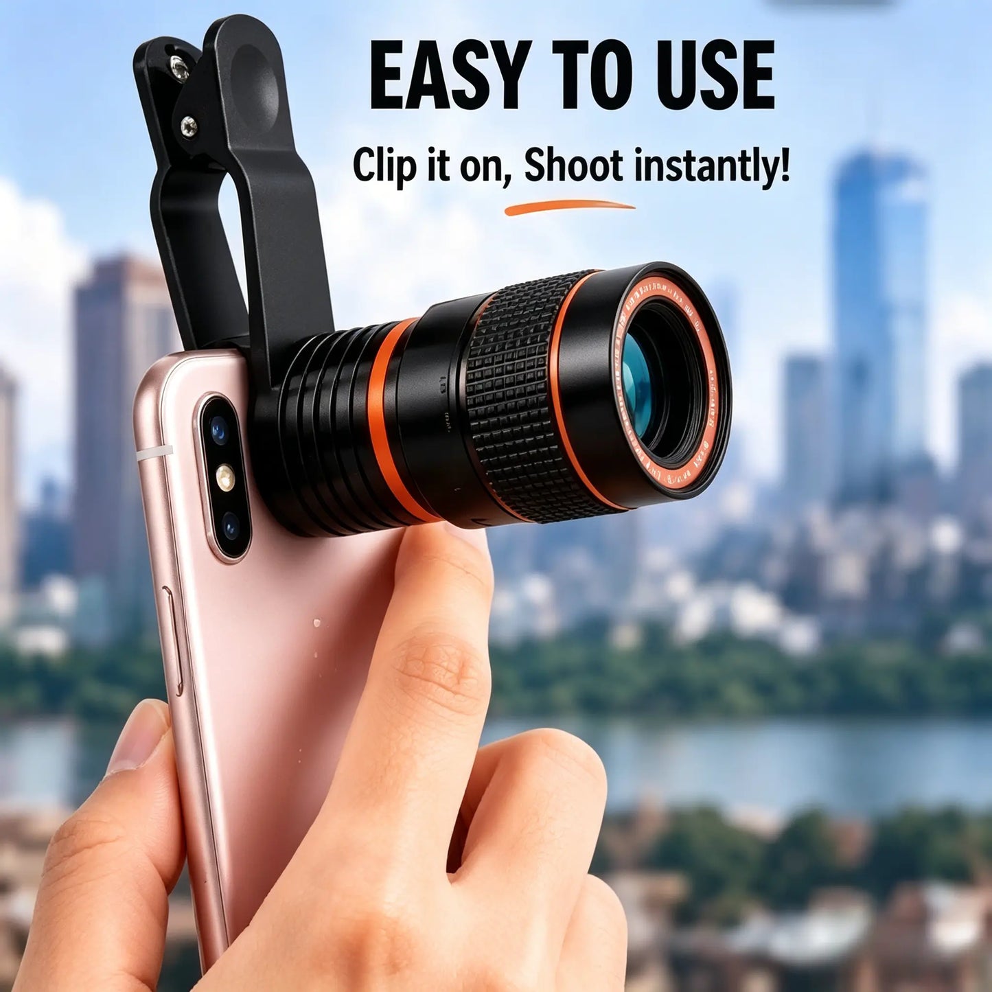 Universal 8X Clip-On Phone Telephoto Lens - Portable HD Photography Telescope Lens, Perfect for Concerts, Sports Games & Travel