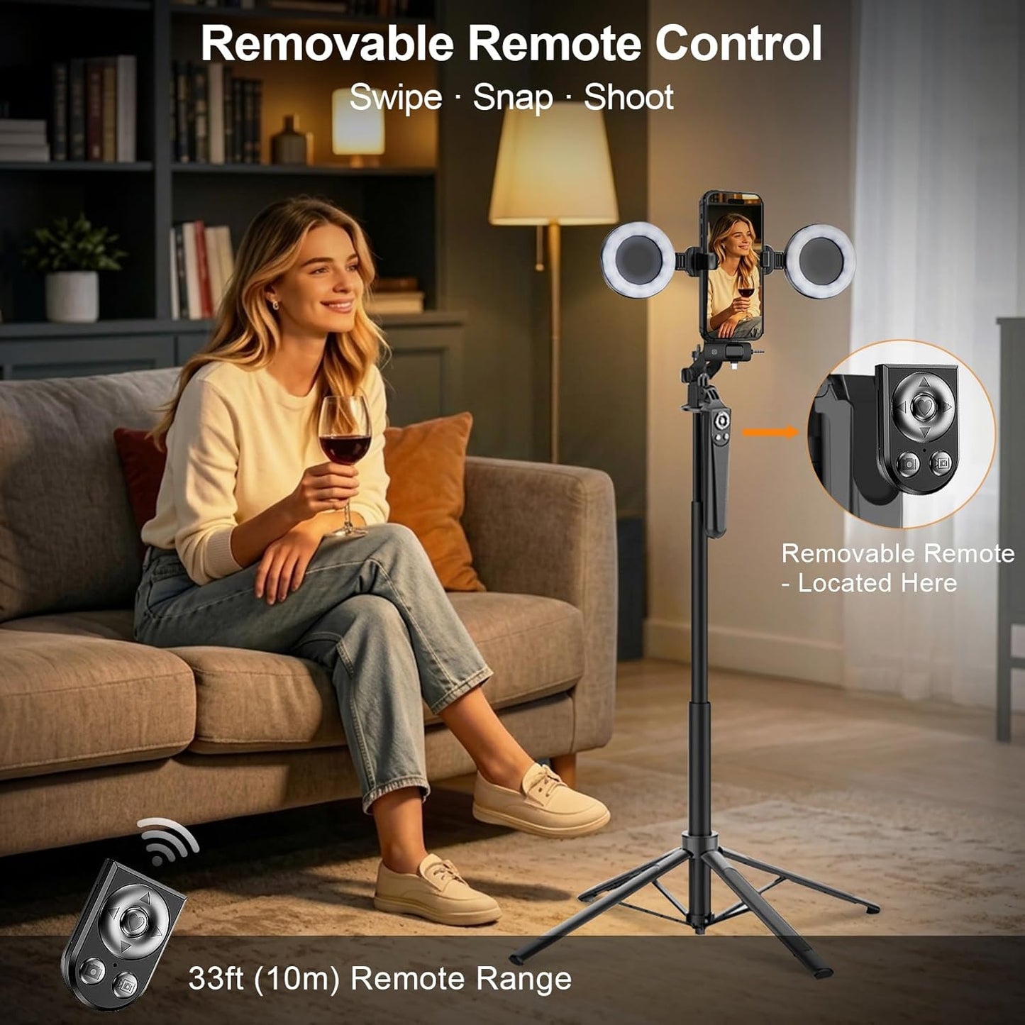 Content Creator Essentials Vlogging Kit for Iphone, 71" Tripod for Iphone Video Recording with Light, Wireless Microphones, Remote, Selfie Stick Phone Stand for Tiktok, Youtube