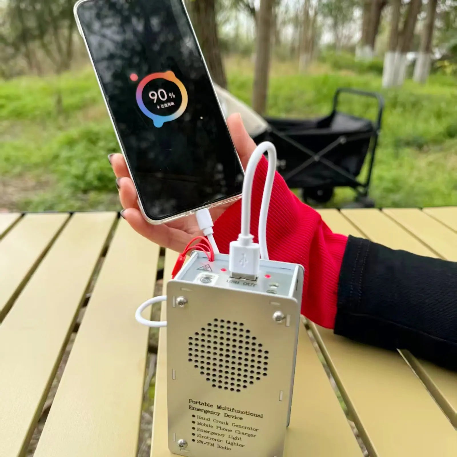 Multi-Functional Emergency Charger | Hand-Cranked Generator, Safe and Portable, Integrating Charging, Electronic Ignition, Tri-Band Radio, and Three-Level Lighting Functions, Suitable for Outdoor Camping, Hiking, and Wilderness Survival Challenges. Tiktok